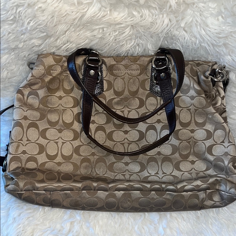Coach Brown and Tan Shoulder Bag - Picture 3 of 8